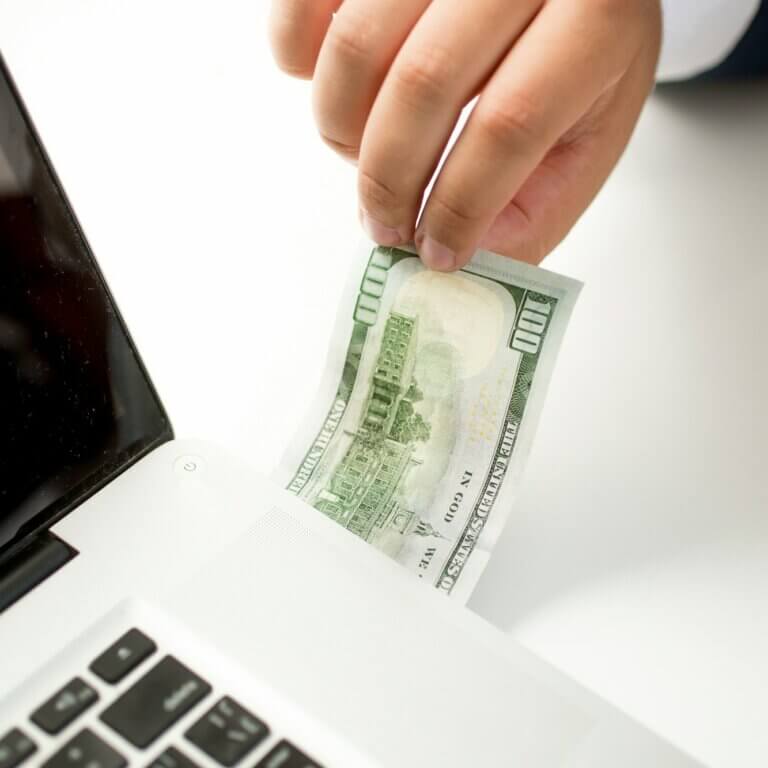 Conceptual photo of digital money transfer
